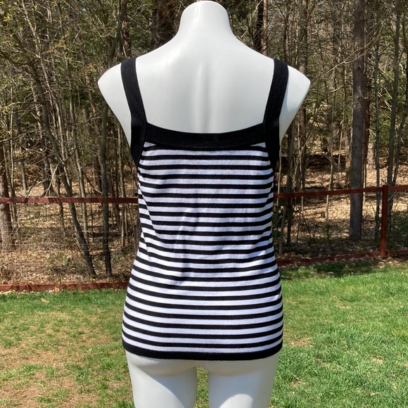 INC International Concepts black and white stripe grommet and lace tank size M - Picture 4 of 7